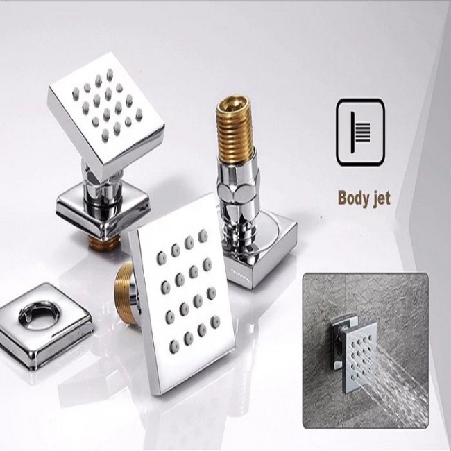 Juno Musical Curved Chrome Waterproof Ceiling Phone Control LED Shower Head with Mixer, All in One Installation Manuals