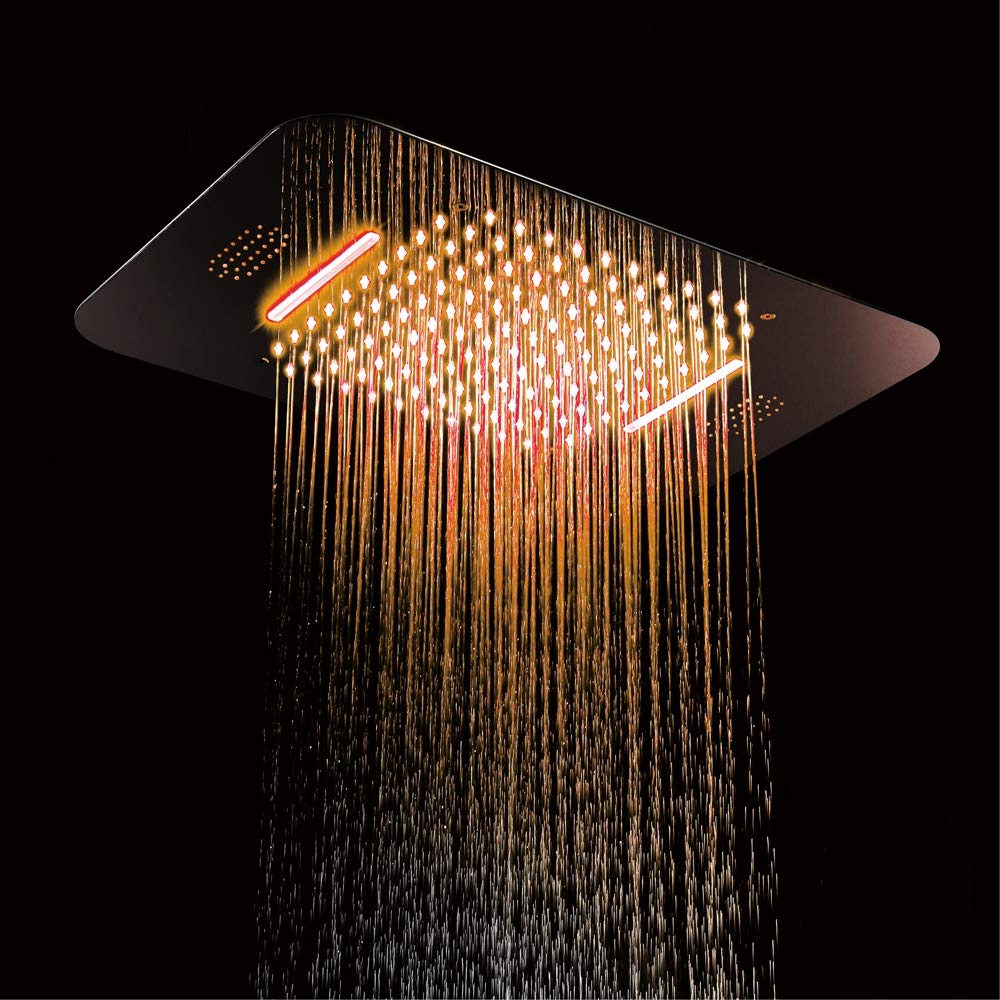 Juno Musical Curved Chrome Waterproof Ceiling Phone Control LED Shower Head with Mixer, All in One Installation Manuals