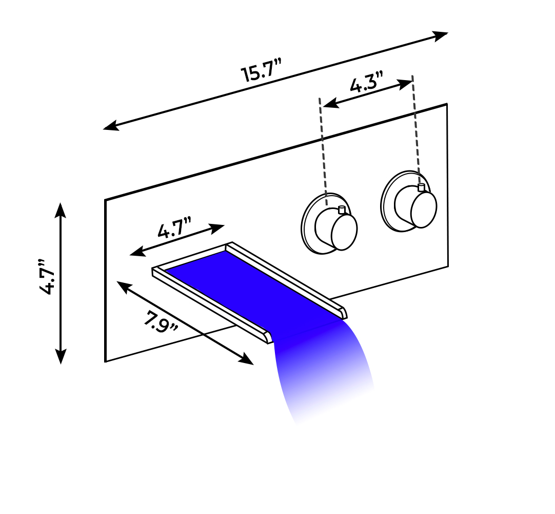 Rivera Wall Mount 3-pc LED Faucet Set, All in One Installation Manuals
