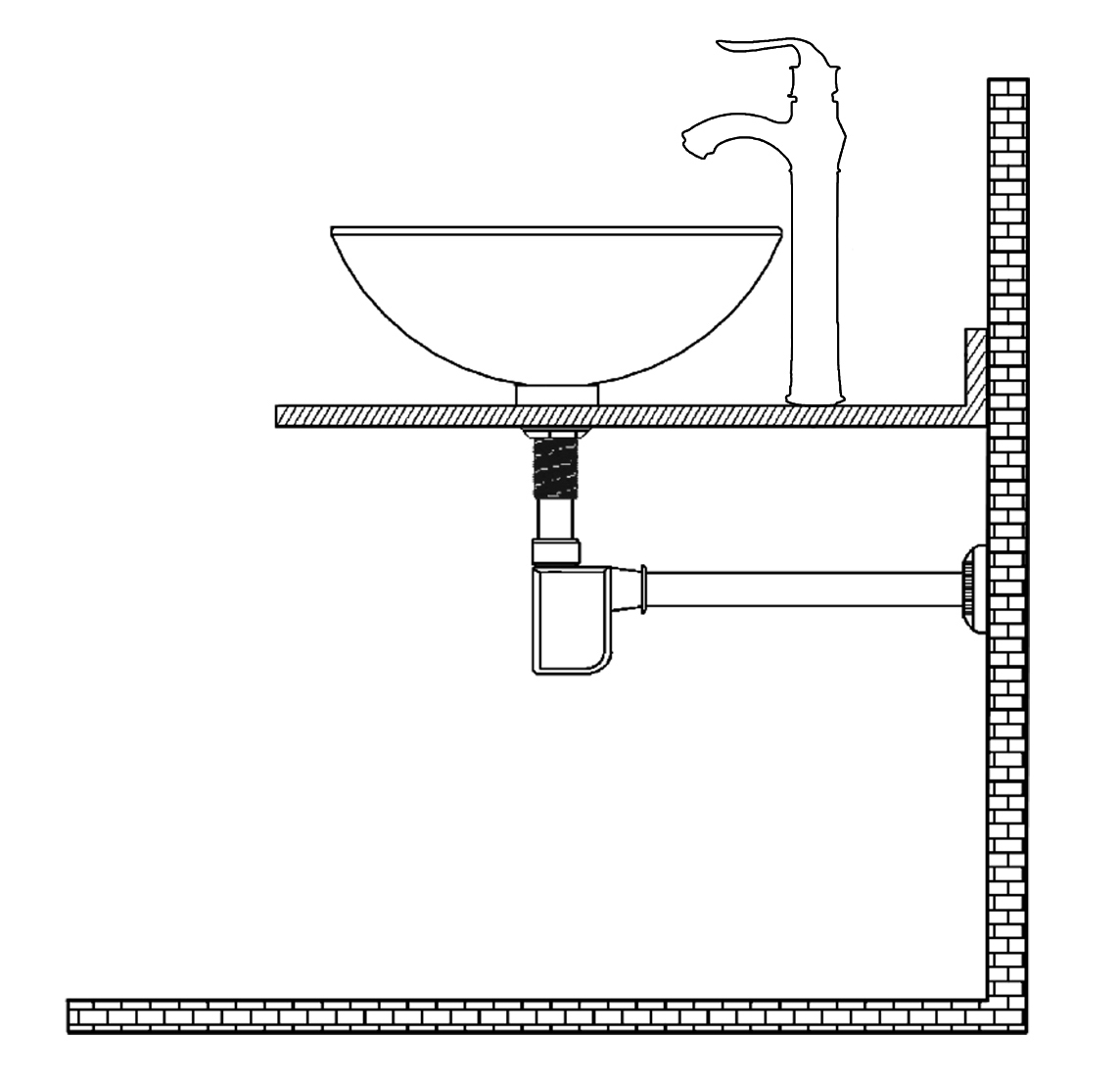 Florence Gold Round Ceramic Bathroom Sink with Faucet, All in One Installation Manuals