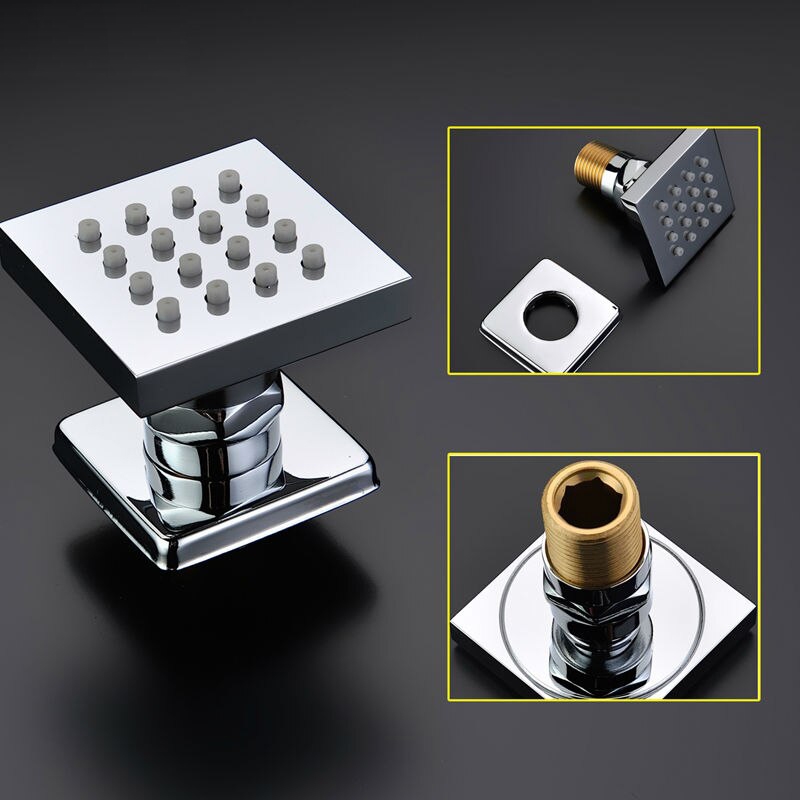 Fontana Gold Finish Square Multi-Color LED Rain Shower Set, All in One Installation Manuals