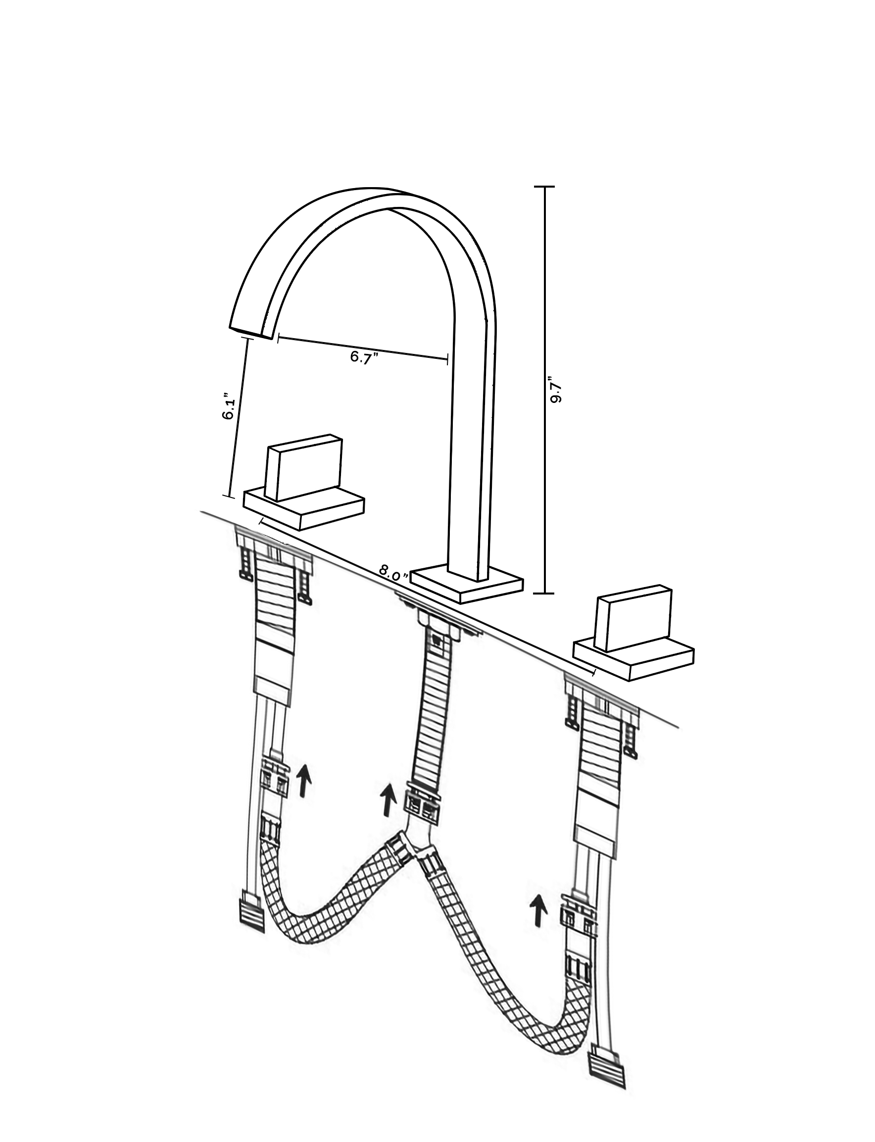 Fontana Newport Chrome Three Hole Widespread Bathroom Sink Faucet, All in One Installation Manuals