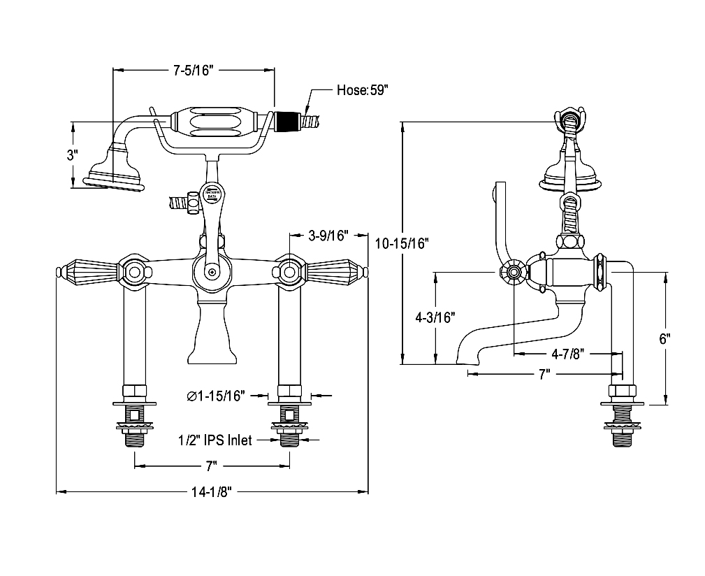 BathSelect Beautiful Ceramic Antique Brass Bathroom Faucet with Hand-Held Shower, All in One Installation Manuals