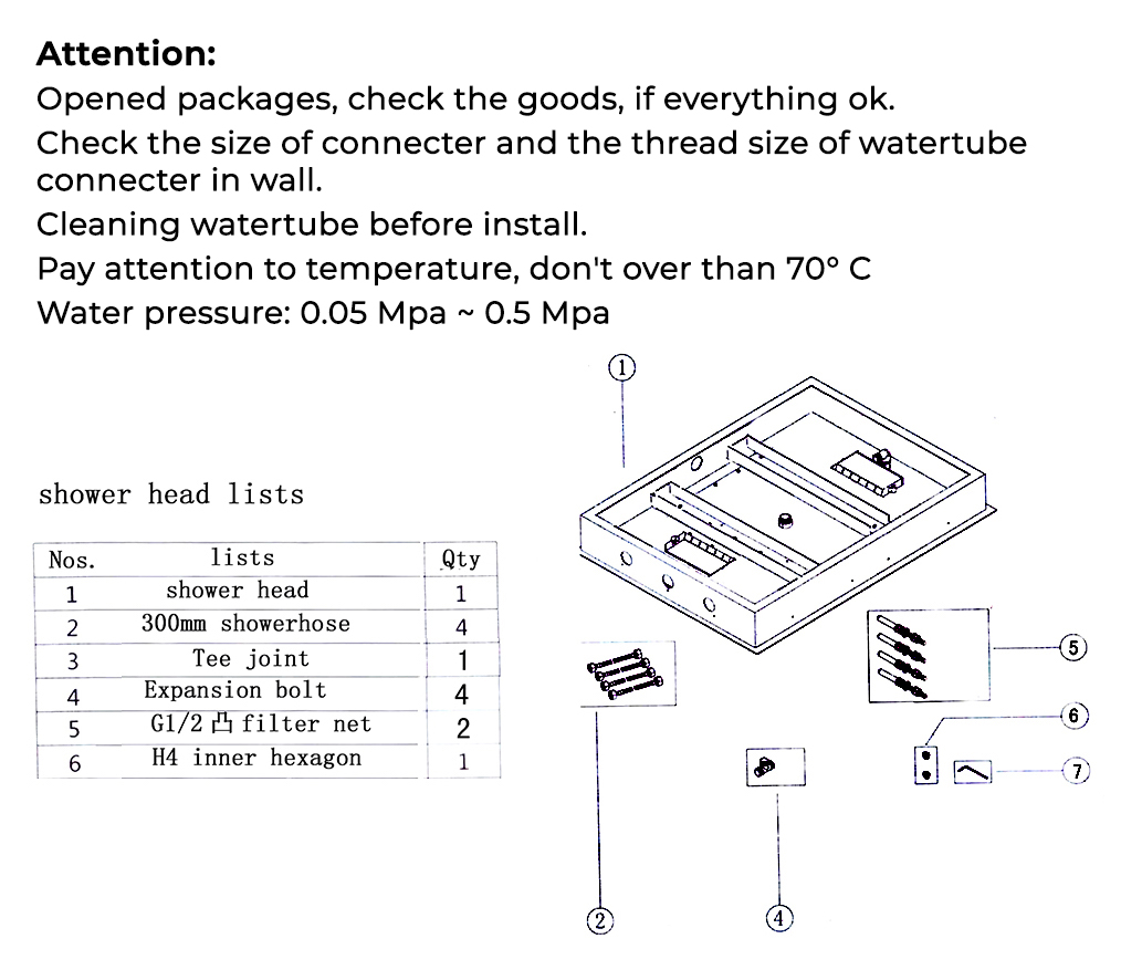 Fontana Emilia Chrome Posh LED Digital Control Thermostatic Rainfall Bathroom Shower Set, All in One Installation Manuals