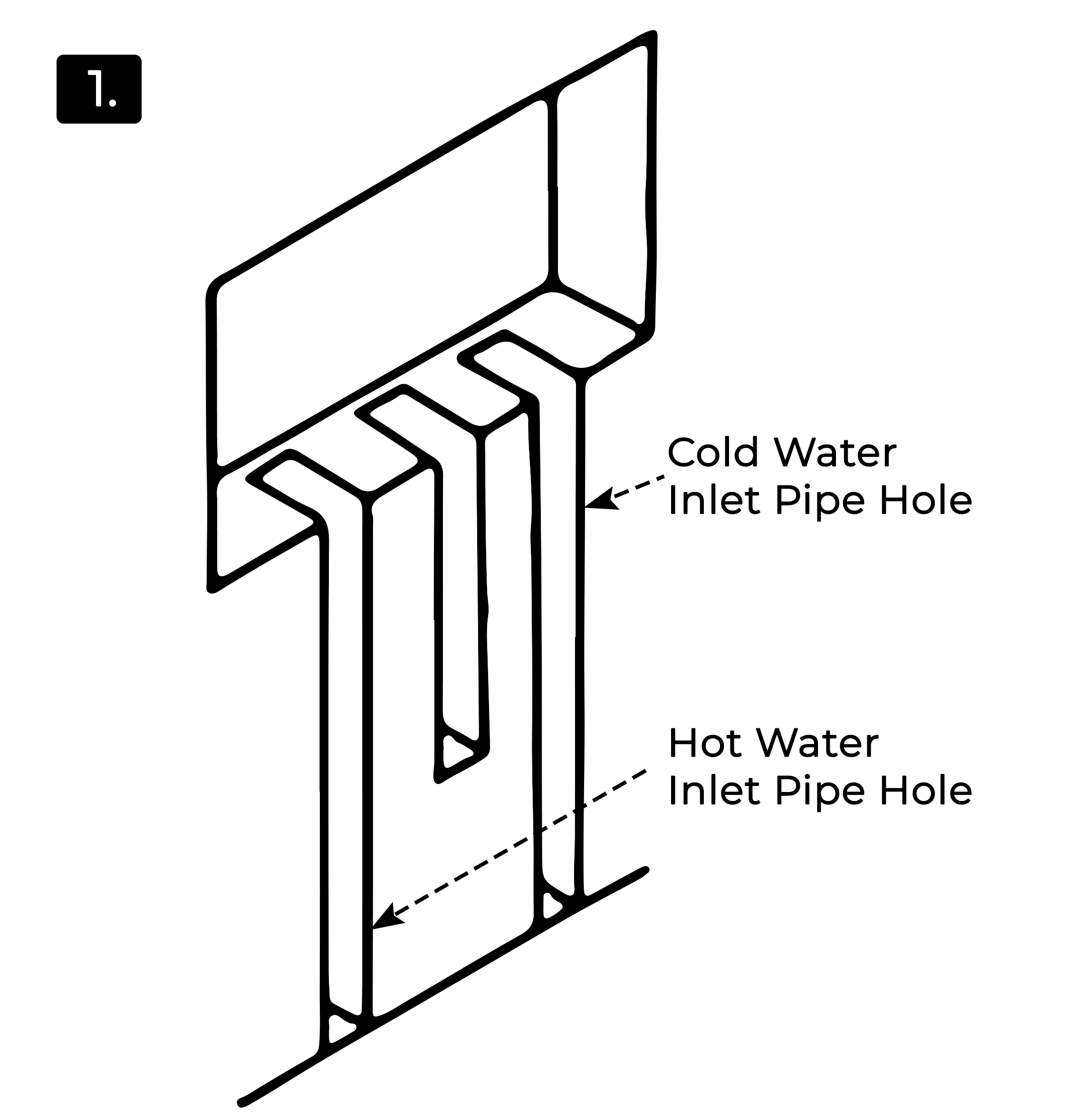 Ferrara Antique Brass Dragon Shaped Dual Handle Wall Mounted Bathroom Faucet, All in One Installation Manuals