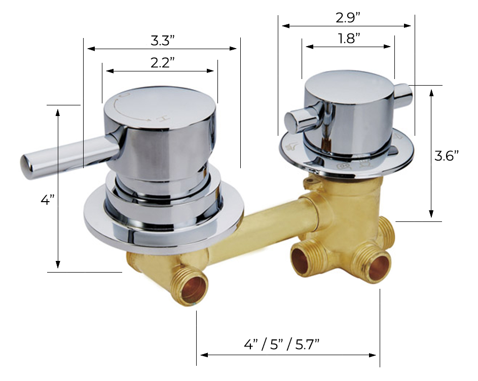 Shower Mixer 2/3/4 OR 5 Way Water Outlet Mixing Valve FS6120CM, All in One Installation Manuals