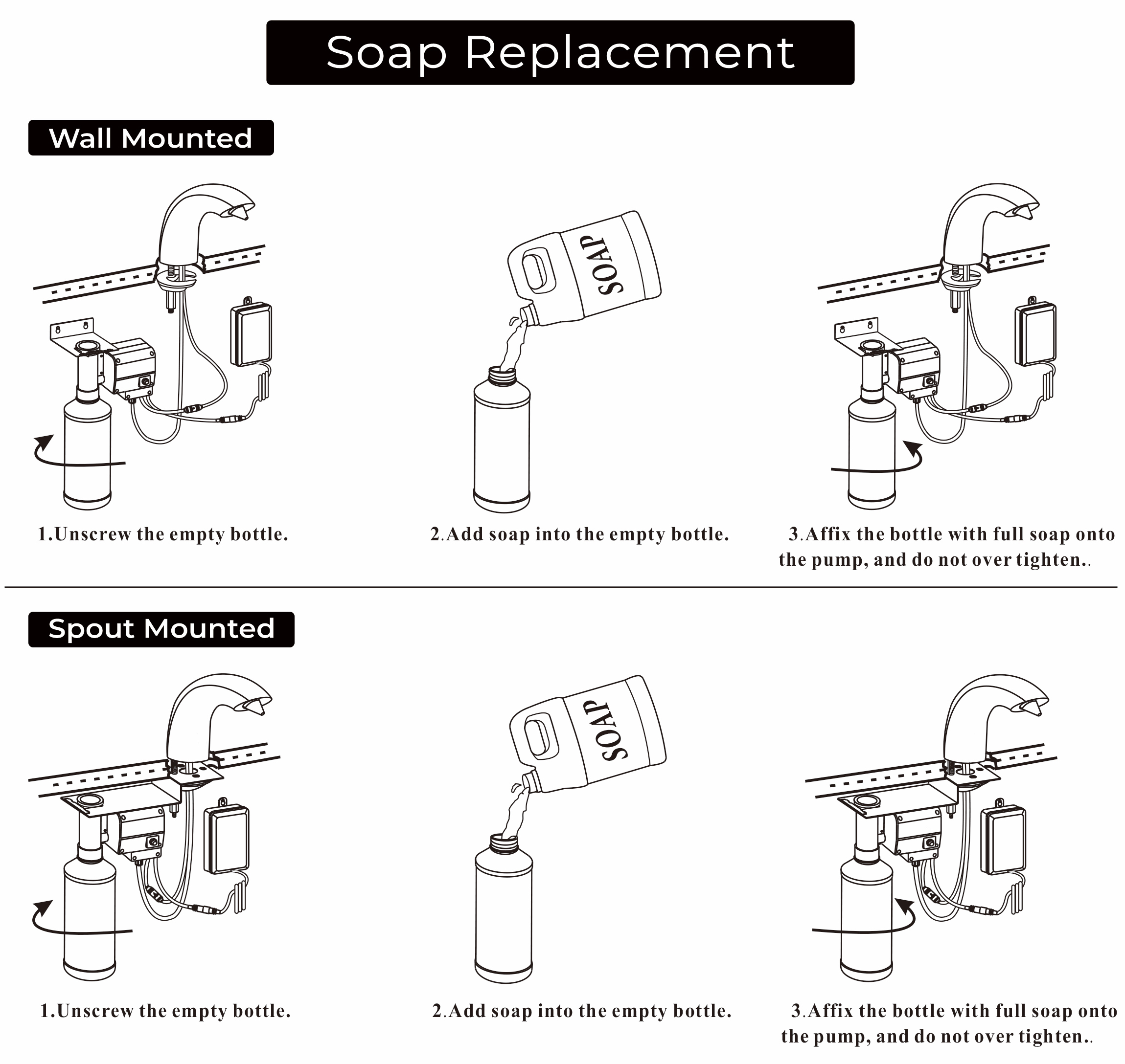 Fontana Alameda Wall Mount Hands Free Automatic Soap Dispenser, All in One Installation Manuals