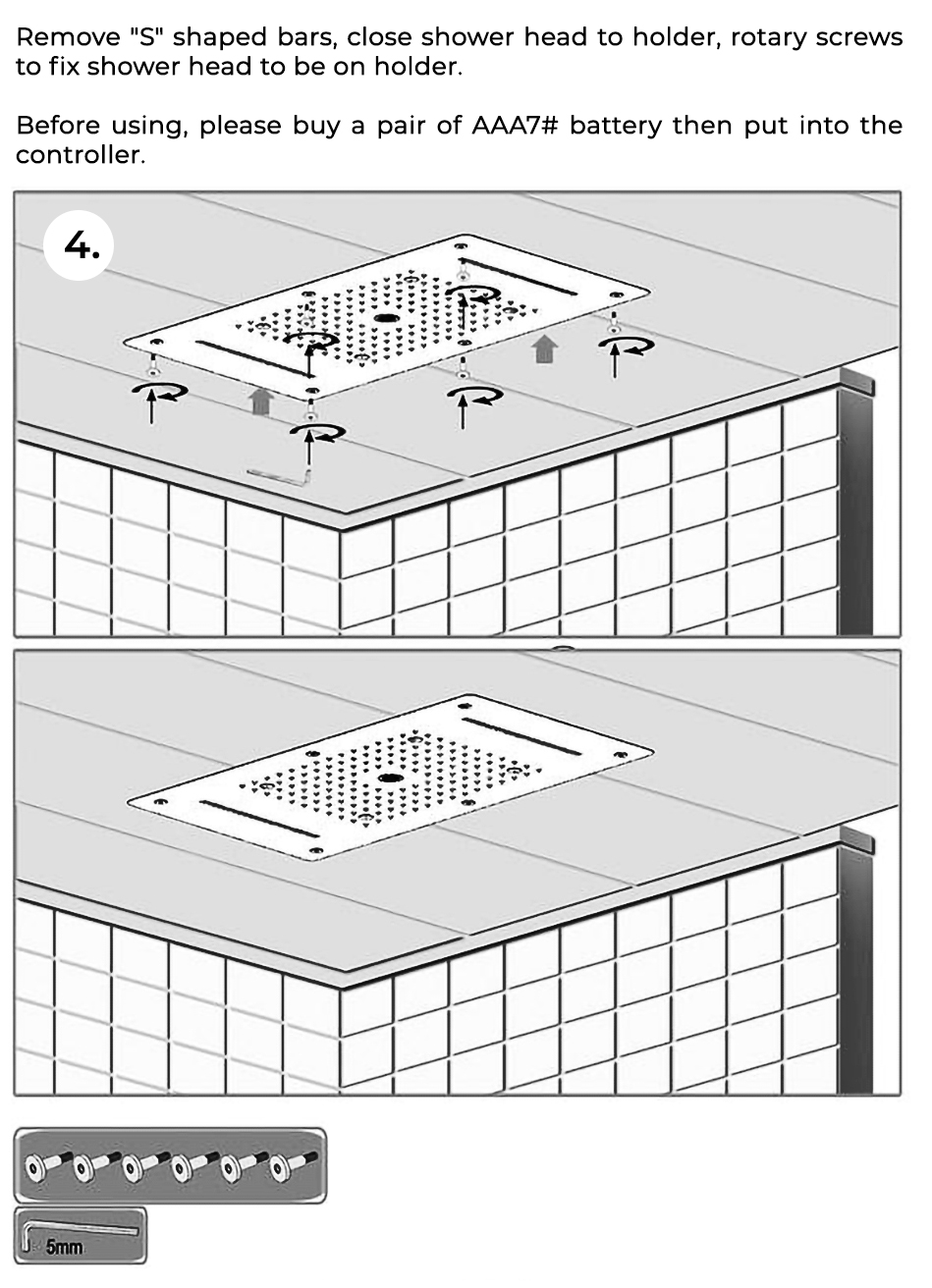 Reno Brass Multi-Function Shower System, All in One Installation Manuals