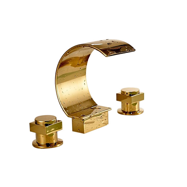 Waterfall Solid Brass Gold Finish Mixer Bathtub Faucet, All in One Installation Manuals
