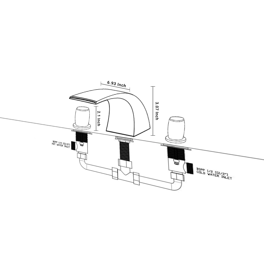 Montreal Brushed Nickel Finish Deck Mount Bathtub Faucet with Hot and Cold Mixer., All in One Installation Manuals