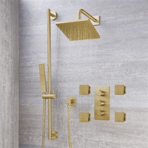 BathSelect Napoli Brushed Gold Square Rainfall Shower Set Installation Instructions, All in One Installation Manuals