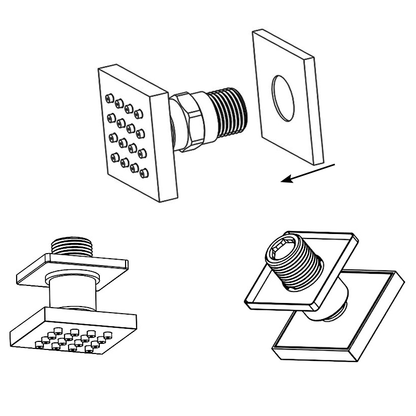 BathSelect Napoli Brushed Gold Square Rainfall Shower Set Installation Instructions, All in One Installation Manuals