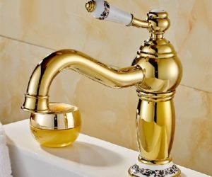 Gold Plated Sink Faucet with Ceramic Accents-R226