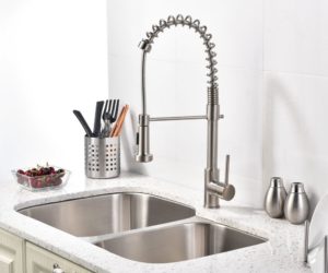 Brushed Nickel Kitchen Sink Faucet with Pull Down Sprayer
