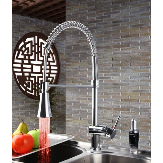 Chrome Finish LED Kitchen Faucet with Mixer Tap, All in One Installation Manuals