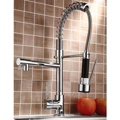 Chrome Finish Brass Body Color Changing LED Pull-Down Kitchen Sprayer, All in One Installation Manuals