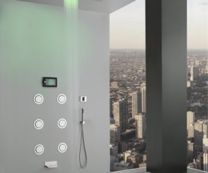 Super Luxury Recessed LED Large Waterfall Rainfall Shower System with 6 Body Jets Hand Shower