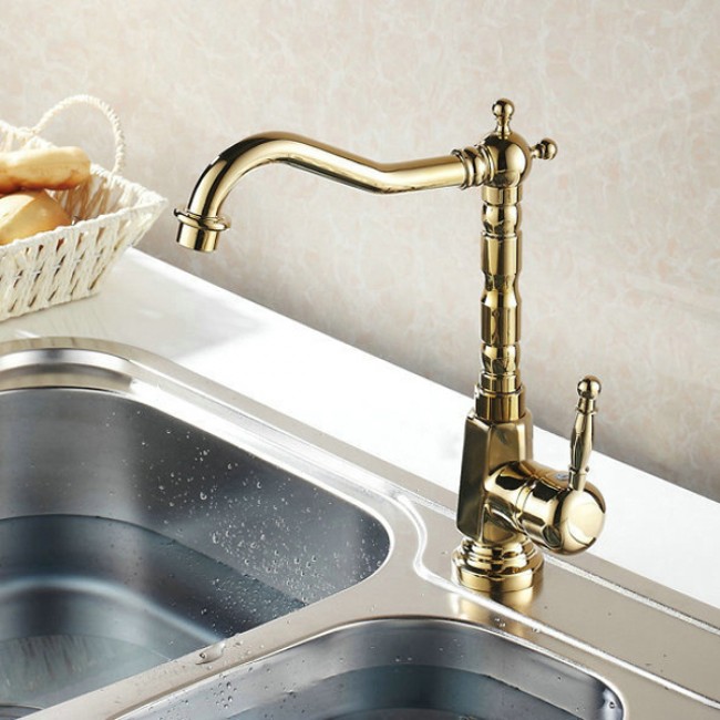 Luxury Gold Chrome Finish Kitchen Sink Faucet, All in One Installation Manuals