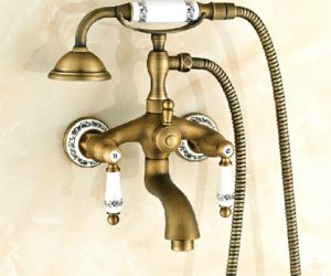 Antique Bronze Bathtub Mixer Faucet Ceramic Handles