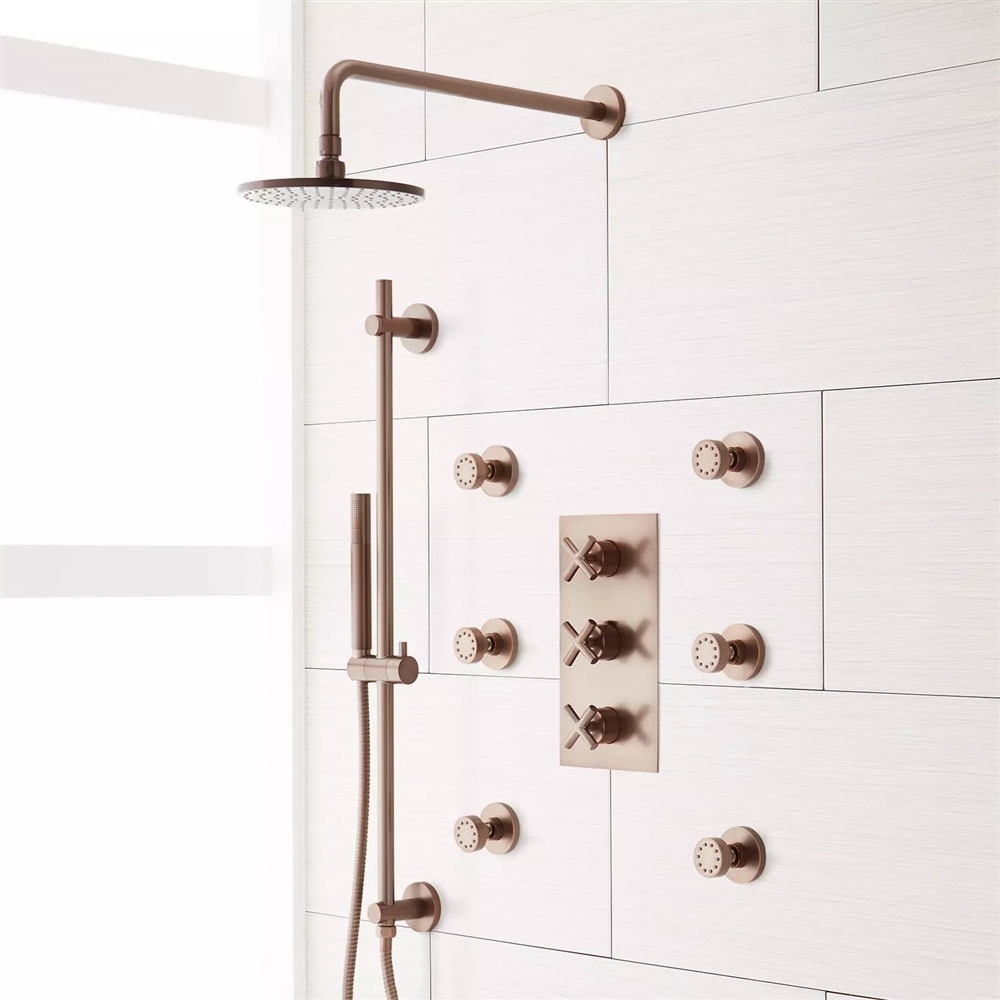 Perlude Oil Rubbed Bronze – Round Shower Head Shower System with 6 Body Shower Jets, All in One Installation Manuals