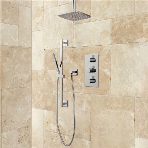 Thermostatic Shower System Rainfall Shower – Hand Shower – Brushed Nickel, All in One Installation Manuals