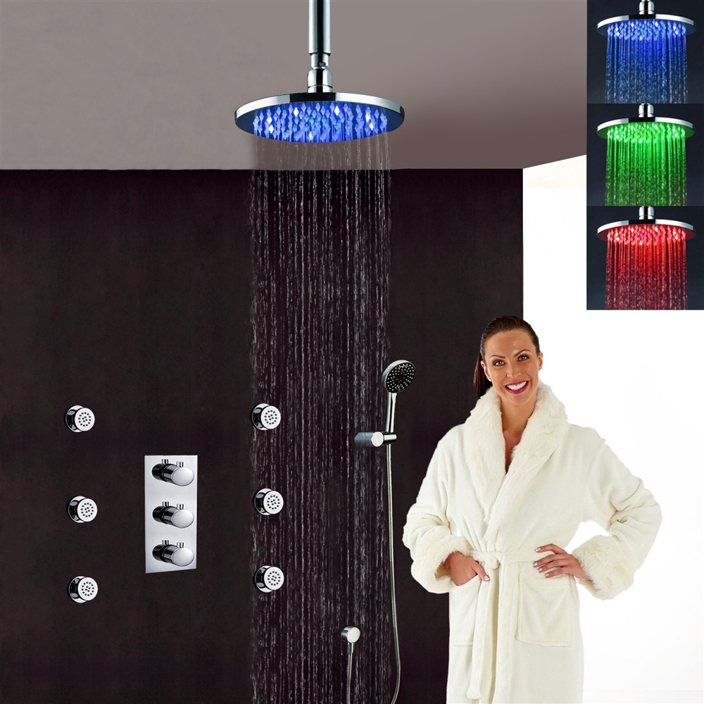 Fontana Versilia Color Changing Led Shower Head with Adjustable Body Jets and Mixer, All in One Installation Manuals
