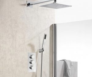 8″ To 16″ Alura Wall Mount Brass Chrome Finish Shower Set with Hand Held Shower