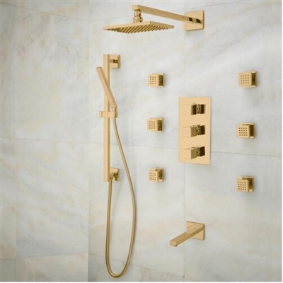Gold Tone Finish Napoli Shower Set, All in One Installation Manuals