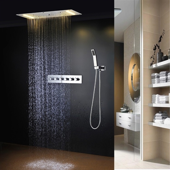 Venice Thermostatic Rectangular Shower Head with LED, All in One Installation Manuals