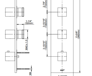 3 Dials 2 Ways Square Mixer Chrome Finish Brass Shower Valve Panel With Diverter Ceramic Plate Spool