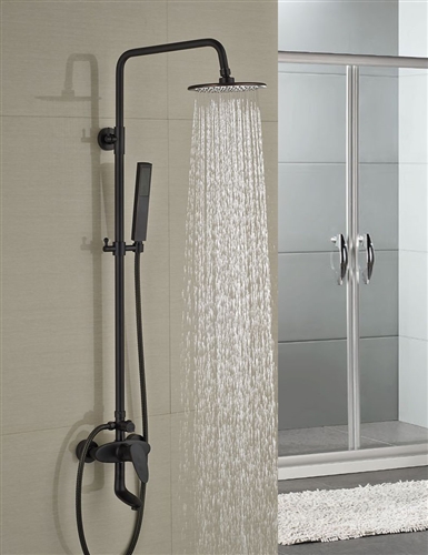 Milo Round Style Oil Rubbed Bronze Shower Faucet Set Single Handle Tub Mixer Tap W/ Hand Shower Sprayer, All in One Installation Manuals