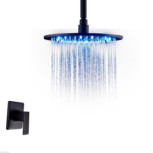 Fontana Oil Rubbed Bronze Bathroom Rain Shower Set With LED Color, All in One Installation Manuals