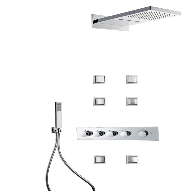 Océane Wall Mounted Multi-Functional Shower Set with Hot & Cold Water Mixing Valve, All in One Installation Manuals
