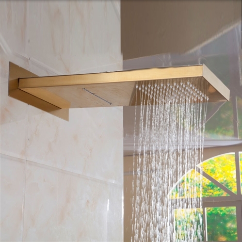 Gold Plated Bathroom Wall Mount Soild Brass Two ways Shower Head, All in One Installation Manuals
