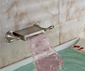 Brushed Wall Mount  Bath-Tub Waterfall Faucet