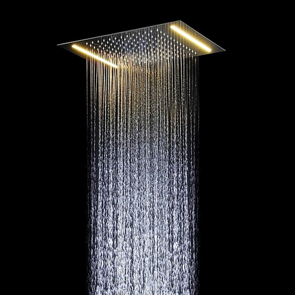 Luna Recessed Shower Head with Single Color LED Features, All in One Installation Manuals