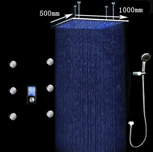 40″ Monarc LED Shower Set, Complete with Mixer and Body Jets, All in One Installation Manuals