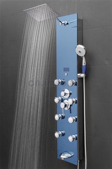 Fontana Blue Tempered Glass Multi-Function Massage Jets Rainfall Bath Shower Panel, All in One Installation Manuals