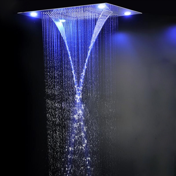Trialo Solid Brass Recessed Color Changing Water Powered Led Shower Head, All in One Installation Manuals
