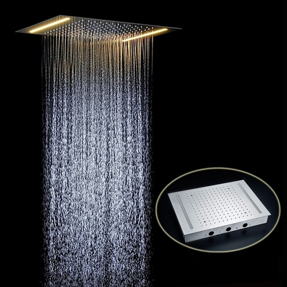 Venice Rectangular Recessed Shower Head with Single Color LED, All in One Installation Manuals