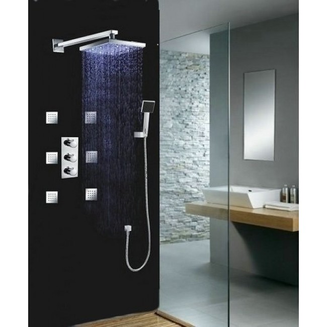 Multi Color Water Powered Led Shower with Adjustable Body Jets and Mixer, All in One Installation Manuals