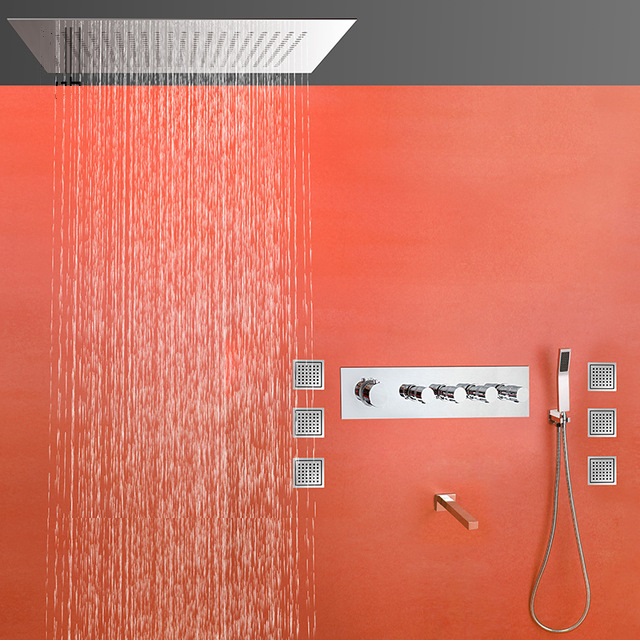 Fontana Thermostatic Copper Wall Mounted Shower Set With Body Spray Jets, All in One Installation Manuals