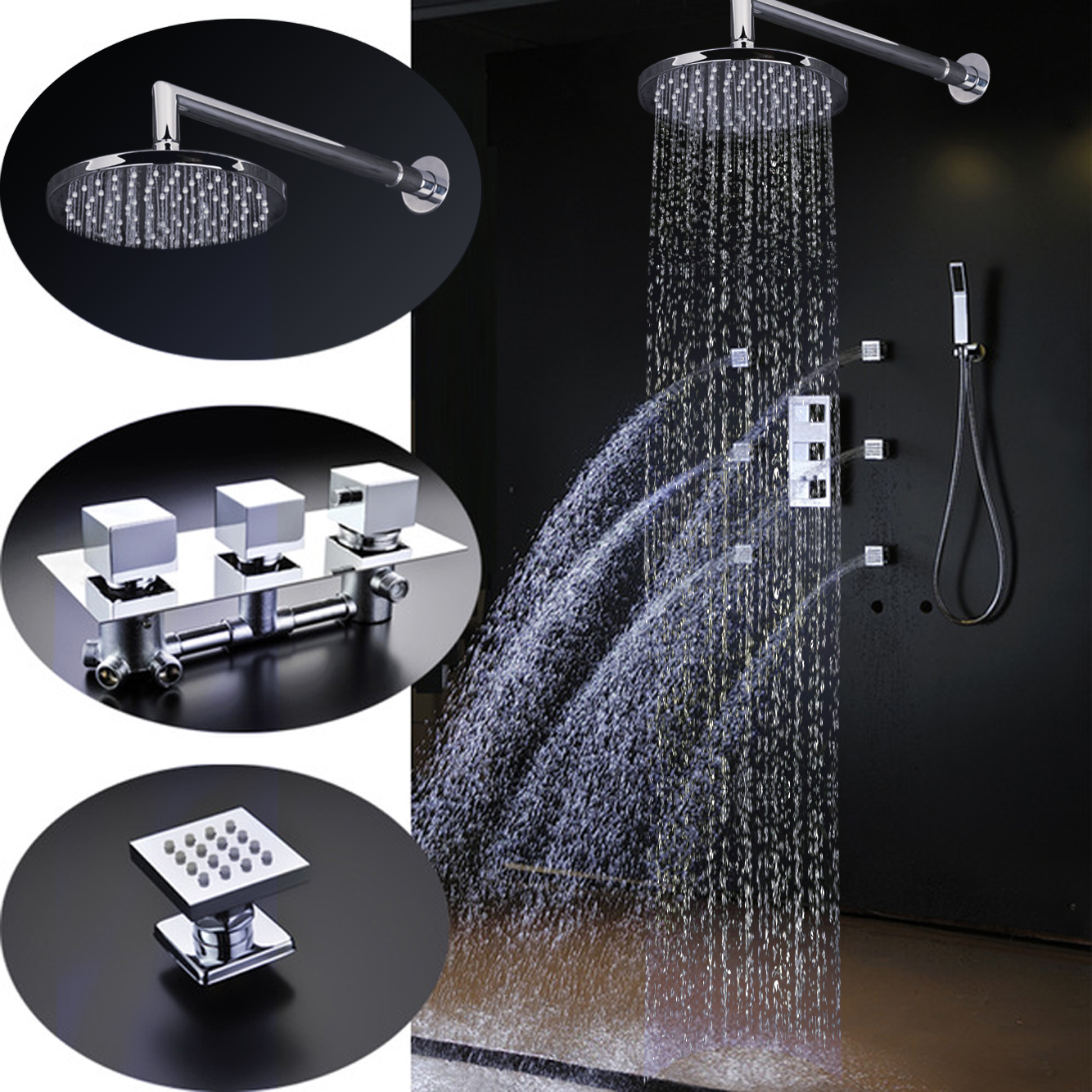 Vaucluse Round Digital Massage Shower Large Shower Head, All in One Installation Manuals