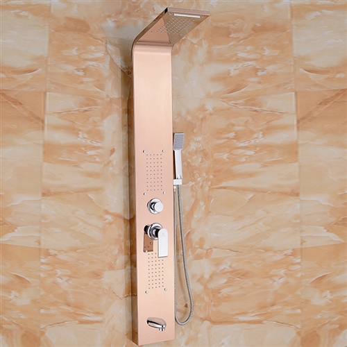 Juno Thermostatic Shower Panel Champagne Gold Finish, All in One Installation Manuals