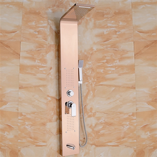 Pulsating Massage Thermostatic Shower Shower Panel in Champagne Gold Finish, All in One Installation Manuals