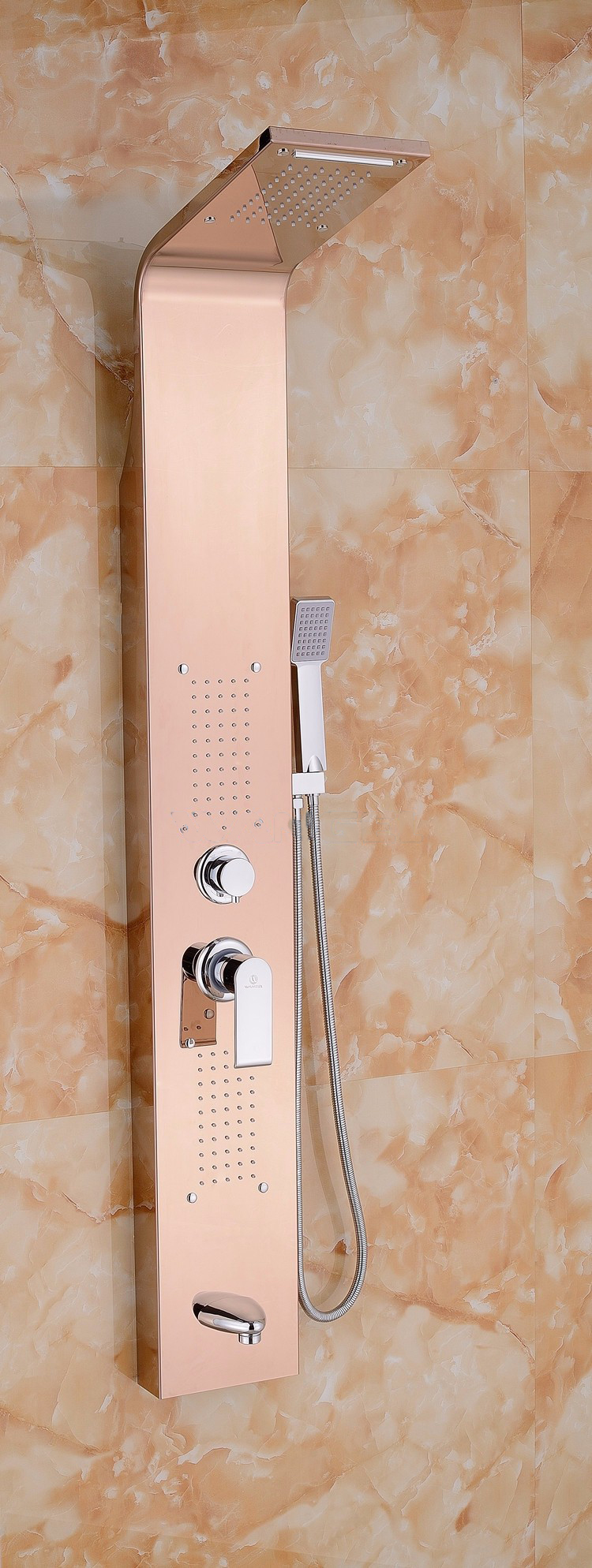 Aubonne Luxury Rose Gold Wall Mounted Bathroom Shower Set, All in One Installation Manuals