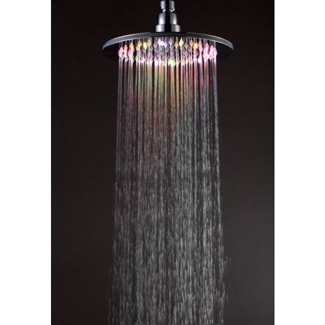 10 inch Brass Chrome Water Powered LED Shower Head 16 LED Lights, All in One Installation Manuals