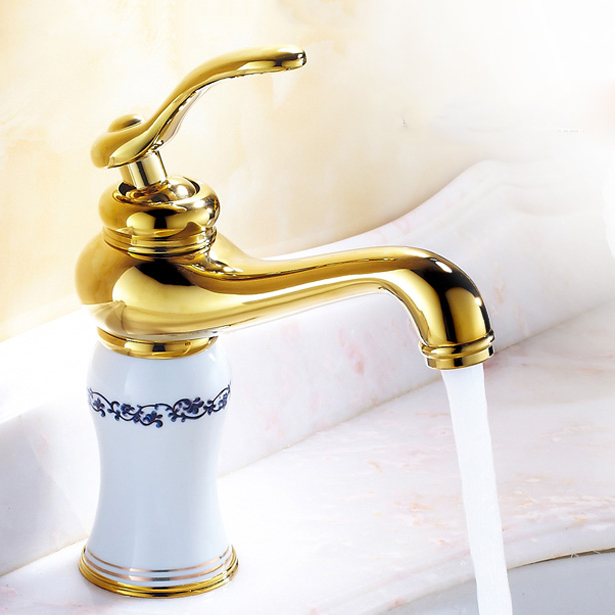 Orleans Single Handle Gold Finish Bathroom Sink Faucet, All in One Installation Manuals