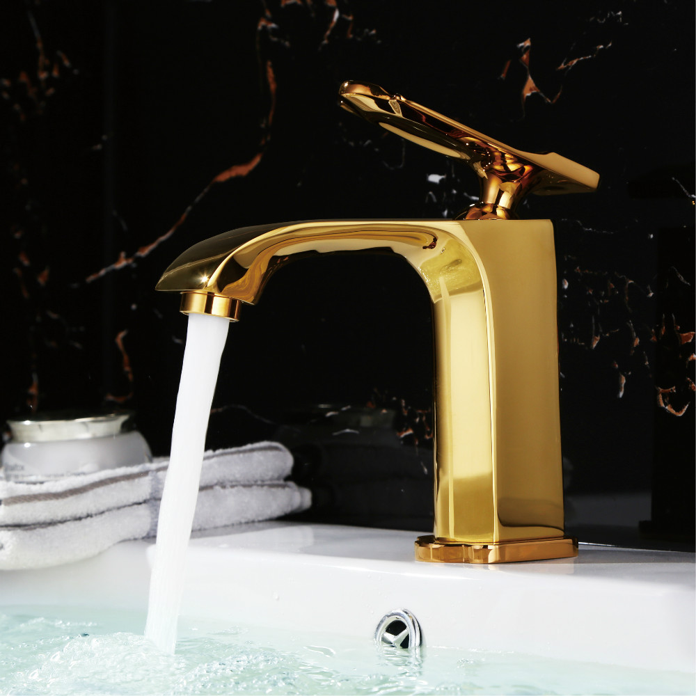 Palermo Gold Finish Waterfall Bathroom Sink Faucet, All in One Installation Manuals