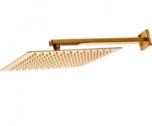 12″ Wall Mount Square Gold Finish Rain Shower Head
